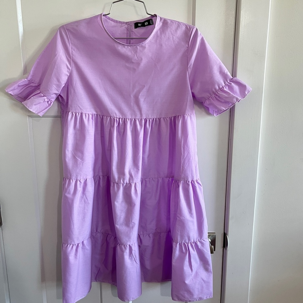Purple Ruffle Sleeve Mini Dress